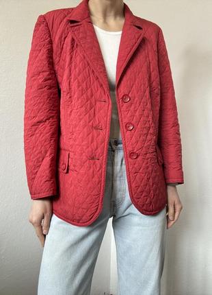 Стеганый пиджак красный жакет стеганный брендовый блейзер красный жакет