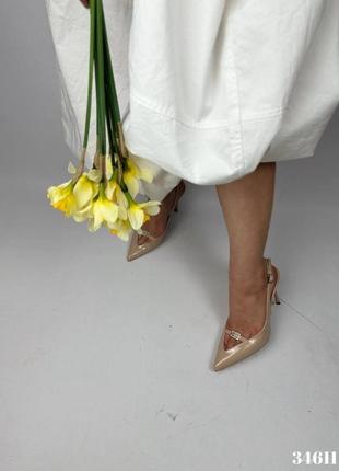 ▪️женские туфли бежевые молочные лаковые эко-кожа лакированные свадебные свадьба босоножки невесты на высоком каблуке шпильке3 фото