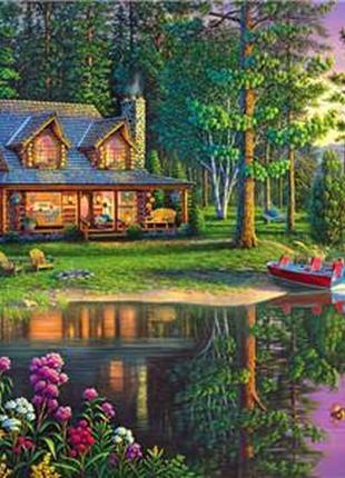 Картина за номерами "будиночок біля озера" 40*50см, крас. -акр...