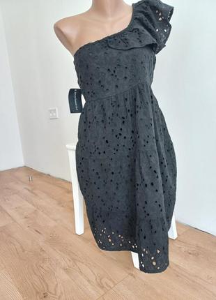 Joyline fashions летнее платье перфорация на одно плечо 100% хлопок s/m-размер новое1 фото