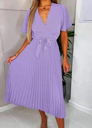 Сукня лавандова плісе максі плаття бузкове- s m