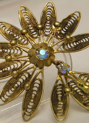 Красивая винтажная брошь бижутерия чехословакия №1783