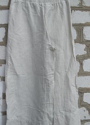 Укороченные штаны палаццо кюлоты лен бохо высокая талия широкие7 фото