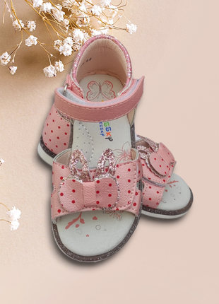 22(14,5)босоножки сандалии для девочки розовые с бантиком3 фото