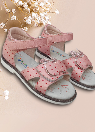 22(14,5)босоножки сандалии для девочки розовые с бантиком4 фото