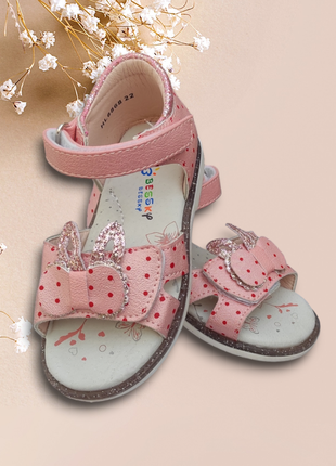 22(14,5)босоножки сандалии для девочки розовые с бантиком6 фото