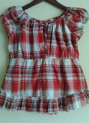 Фірмова річна блуза-блузка-сорочка в клітку (можна для вагітних)