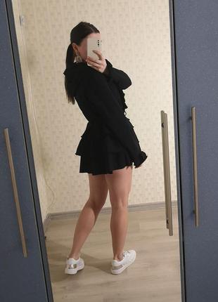 Черное платье на молнии, чёрное короткое платье, спортивное платье zara, мини платье3 фото