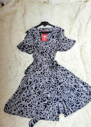 Шикарное лёгкое летнее платье ша запах с воланами1 фото
