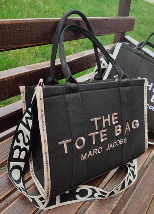 Сумка шопер чорна беж турція текстиль велика, сумка туреччина ремінь в стилі the tote bag marc марк якобс джейкобс зе тоте бег, сумка жіноча бежева6 фото