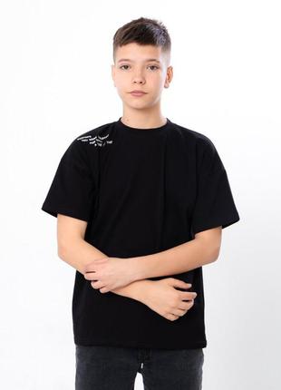 Стильна підліткова футболка з вишитим написом,підліткова бавовняна футболка,хакі4 фото