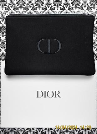 Оригінальна люксова велюрова косметичка christian dior luxury black velours cosmetics pouch bag