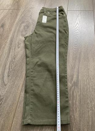 M/l нові хакі котонові стретч бриджі укорочені брюки штани висока талія на резинці7 фото
