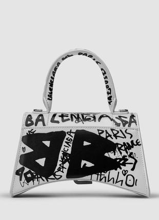 Balenciaga hourglass small handbag graffiti in white5 фото