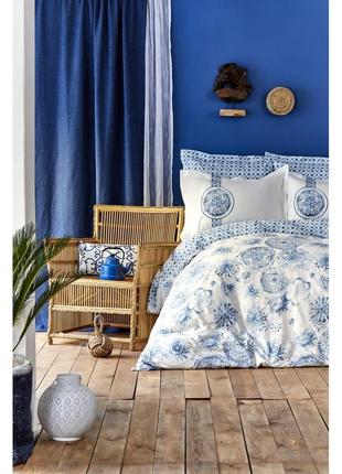 Постільна білизна karaca home ранфорс - felinda mavi блакитний...2 фото