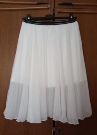 Белая юбка миди, легкое плиссе2 фото