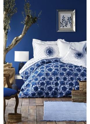 Постільна білизна karaca home ранфорс - belina mavi блакитний ...2 фото
