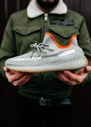 Жіночі кросівки adidas yeezy boost 350 grey orange адідас ізі буст сірого з помаранчевим кольорів