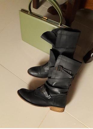 Матовые кожаные грубые высокие ботинки португалия.шикарная кожа!