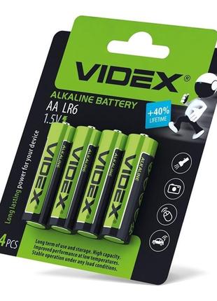 Батарейка лужна videx lr6/aa 4шт blister card