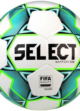 М'яч футбольний select match db fifa (748), білий/зелений р. 5