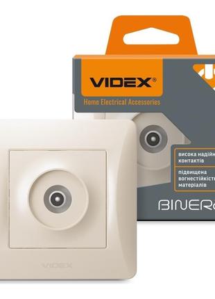 Розетка tv одинарна телевізійна кремова videx binera