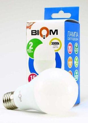 Світлодіодна лампа biom bt-515 a60 15w e27 3000к матова2 фото