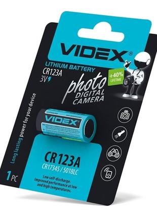 Батарейка літієва videx cr123a 1шт blister card