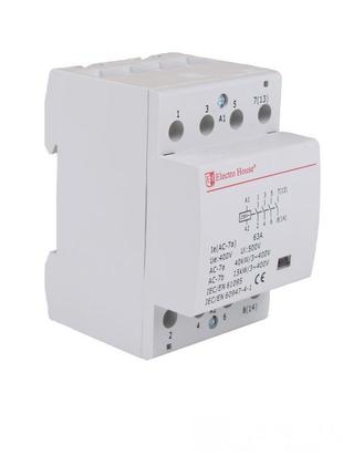 Контактор модульний 63 a 230v 4 нормально відкритих контакту