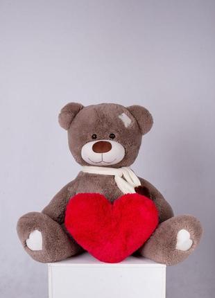 Мішка з латками плюшевий із серцем джозеф 140 см капучіно (yk0...