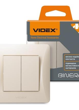 Вимикач двоклавішний кремовий videx binera