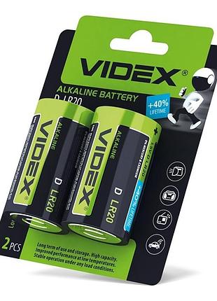 Батарейка лужна videx lr20/d 2шт blister card