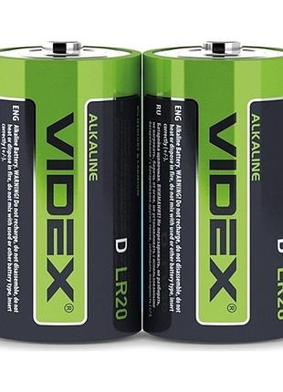 Батарейка лужна videx lr20/d 2шт shrink