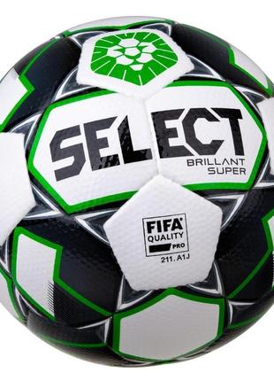 М'яч футбольний select brillant super fifa pfl (013) білий/зел...