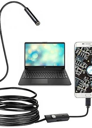 Ендоскоп / камера 7 мм usb/micro usb/type-c жорсткий кабель 2м.