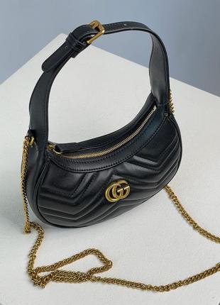 Сумка gucci half moon marmont leather shoulder bag2 фото