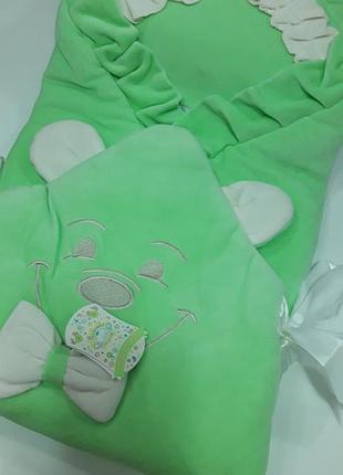 Конверт для новонародженого, теплий велюровий конверт для виписки2 фото