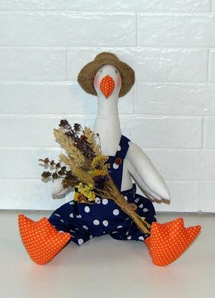 Декоративный гусь борис - интерьерная игрушка тильда