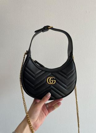 Сумка gucci half moon marmont leather shoulder bag