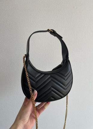 Сумка gucci half moon marmont leather shoulder bag2 фото