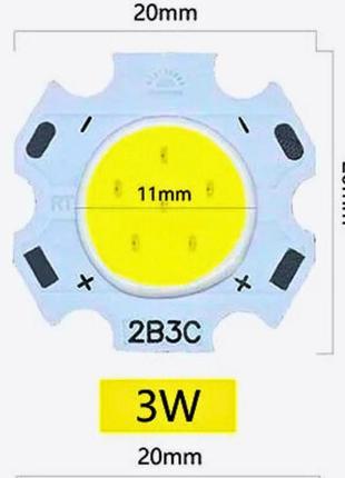 Світлодіодний модуль cob led 2b3c 3w 6000k холодний білий (201...