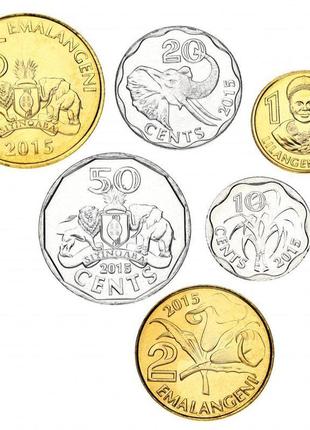 Свазіленд набір із 6 монет 2015 unc 10, 20, 50 міліграмів, 1, ...