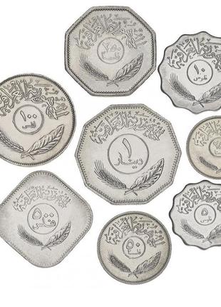 Ірак набір із 8 монет 1981-1990 au-unc 5, 10, 25, 50, 100, 250...