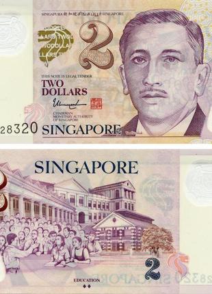 Сінгапур 2 долари 2014-2015 полімер unc два діаманти (p46g)