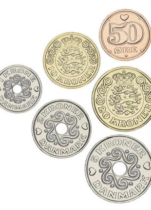 Данія набір із 6 монет 2020 unc 50 оре, 1, 2, 5, 10, 20 крон