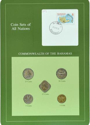 Багами набір монет 1969-1984 unc 1, 5, 10, 15, 25 міліграмів і...