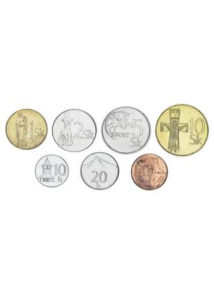 Словаччина набір із 7 монет 1993-2007 unc 10, 20, 50 гелерів, ...