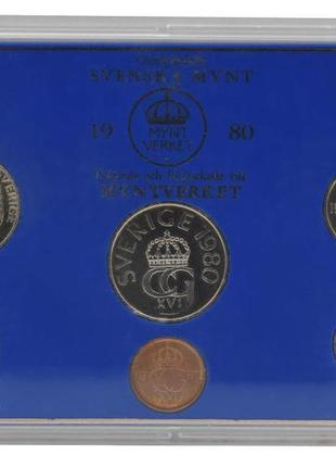 Швеція набір із 6 монет 1980 unc 5, 10, 25, 50 ере, 1, 5 крон