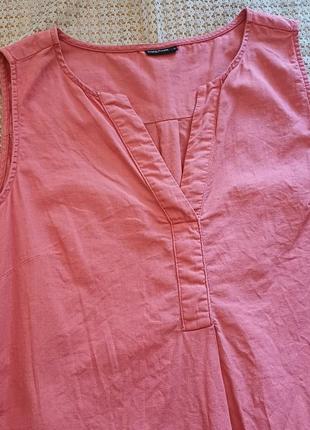 Льняная яркая летняя блуза без рукавов laura torelli от nkd3 фото