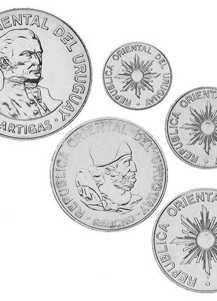 Уругвай набір із 5 монет 1989 unc 5, 10, 50, 100, 500 песо
